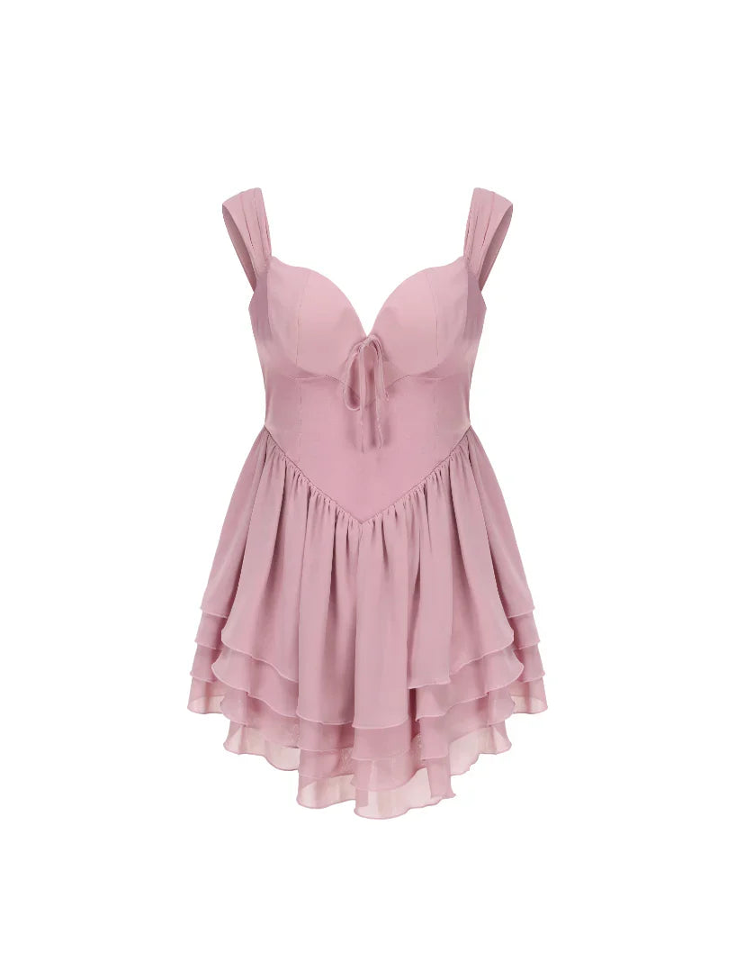 Dress Chiffon Strapless Sleeveless Homecoming Dress Open Back Champagne Tiered Mini Dress