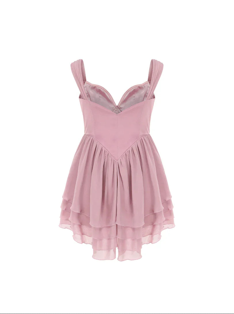 Dress Chiffon Strapless Sleeveless Homecoming Dress Open Back Champagne Tiered Mini Dress
