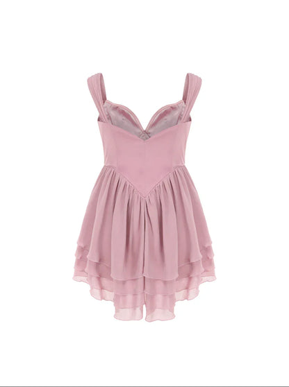 Dress Chiffon Strapless Sleeveless Homecoming Dress Open Back Champagne Tiered Mini Dress