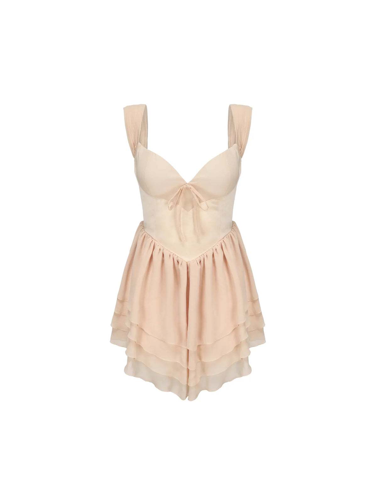 Dress Chiffon Strapless Sleeveless Homecoming Dress Open Back Champagne Tiered Mini Dress