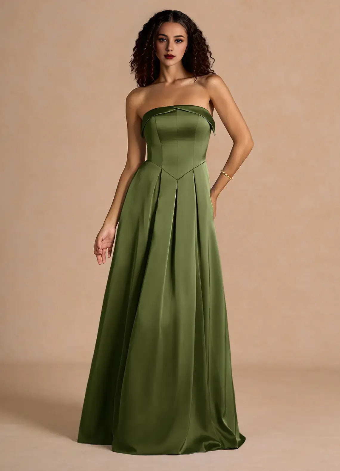 Dress Classic Off-the-Shoulder Elegant Maxi Dress Prom Dress Modern Satin A-Line Pleats Evening Dress