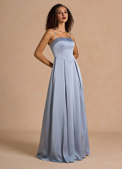 Dress Classic Off-the-Shoulder Elegant Maxi Dress Prom Dress Modern Satin A-Line Pleats Evening Dress