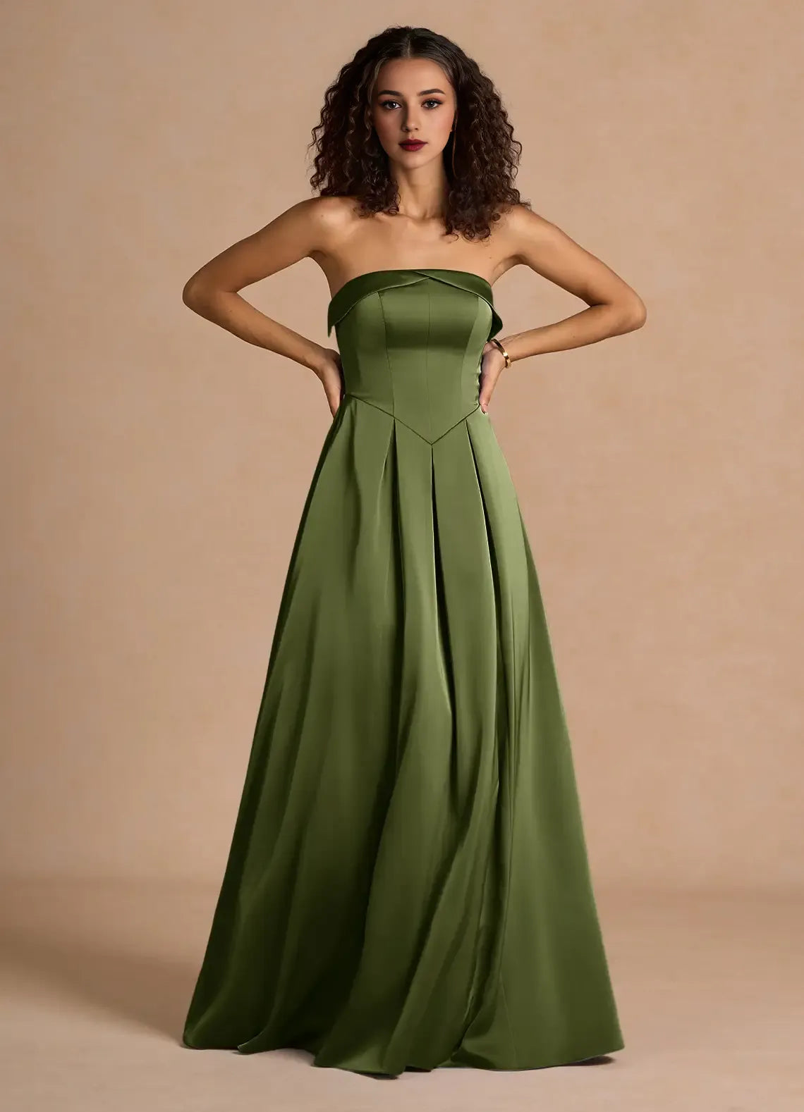 Dress Classic Off-the-Shoulder Elegant Maxi Dress Prom Dress Modern Satin A-Line Pleats Evening Dress