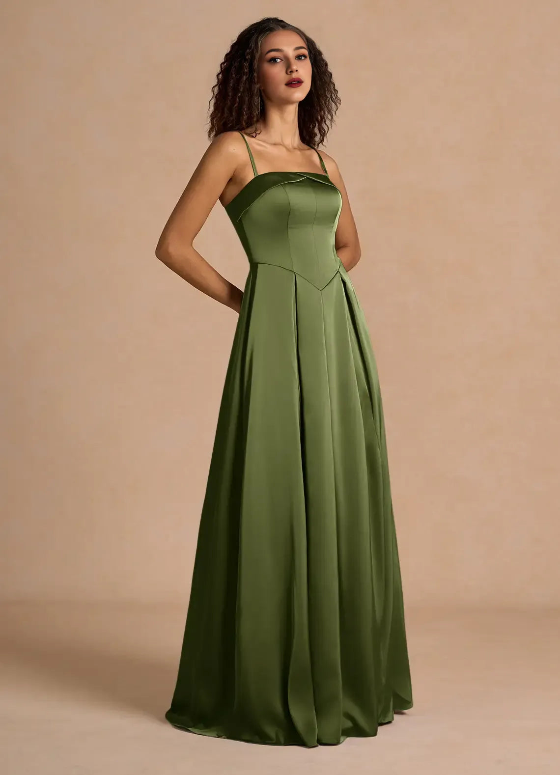 Dress Classic Off-the-Shoulder Elegant Maxi Dress Prom Dress Modern Satin A-Line Pleats Evening Dress