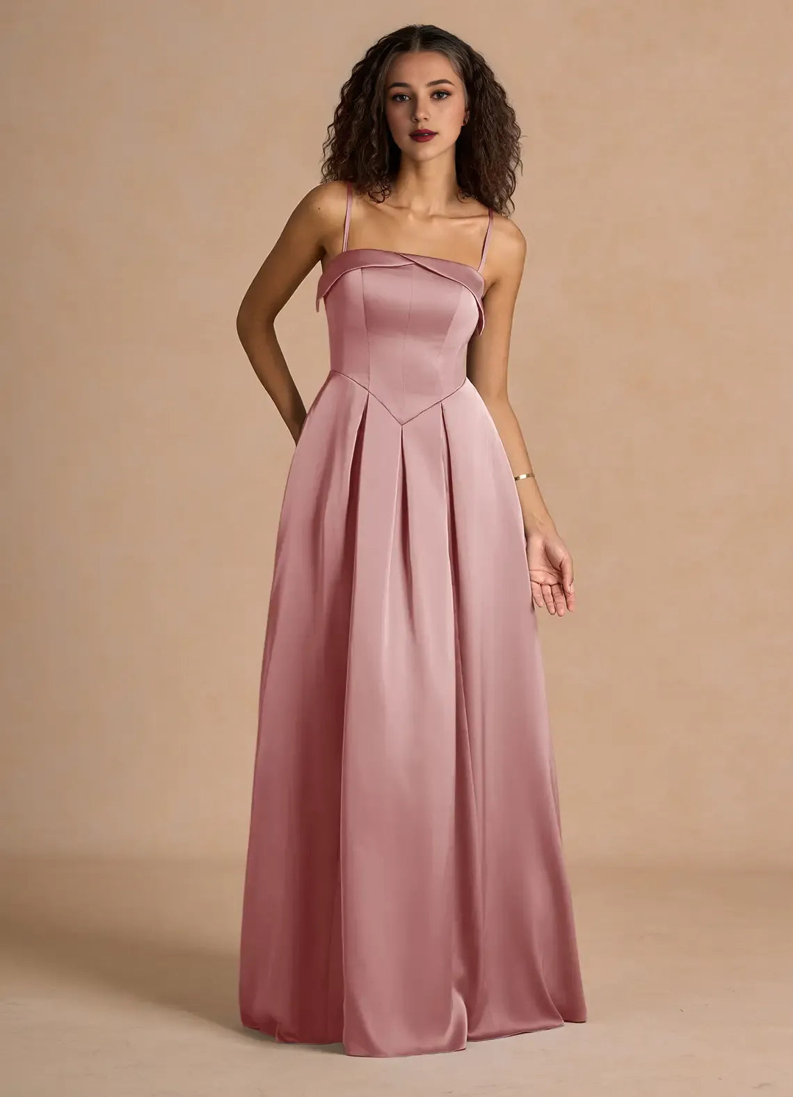 Dress Classic Off-the-Shoulder Elegant Maxi Dress Prom Dress Modern Satin A-Line Pleats Evening Dress