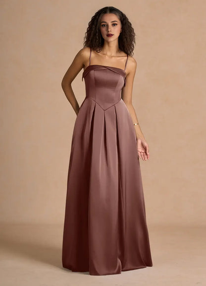 Dress Classic Off-the-Shoulder Elegant Maxi Dress Prom Dress Modern Satin A-Line Pleats Evening Dress