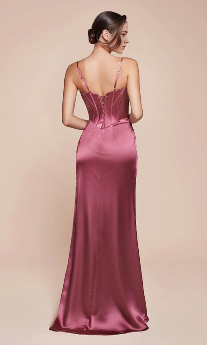 Dress Classic Spaghetti Straps Satin Sweep/Brush Train Prom Dress With Slit Evening Dress