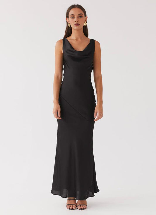 Dress Cowl Neck Maxi Dress Sheath Sleeveless White Satin Backless Lace Up Prom Dress