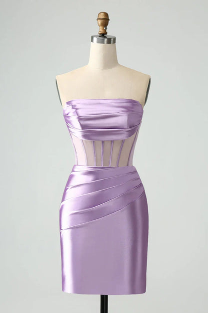 Dress Dark Green Corset Strapless Bodycon Homecoming Dress Sleeveless Party Dress
