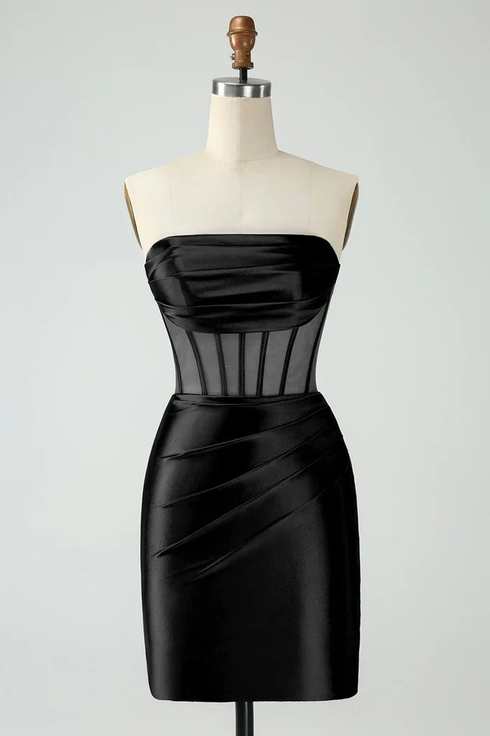 Dress Dark Green Corset Strapless Bodycon Homecoming Dress Sleeveless Party Dress
