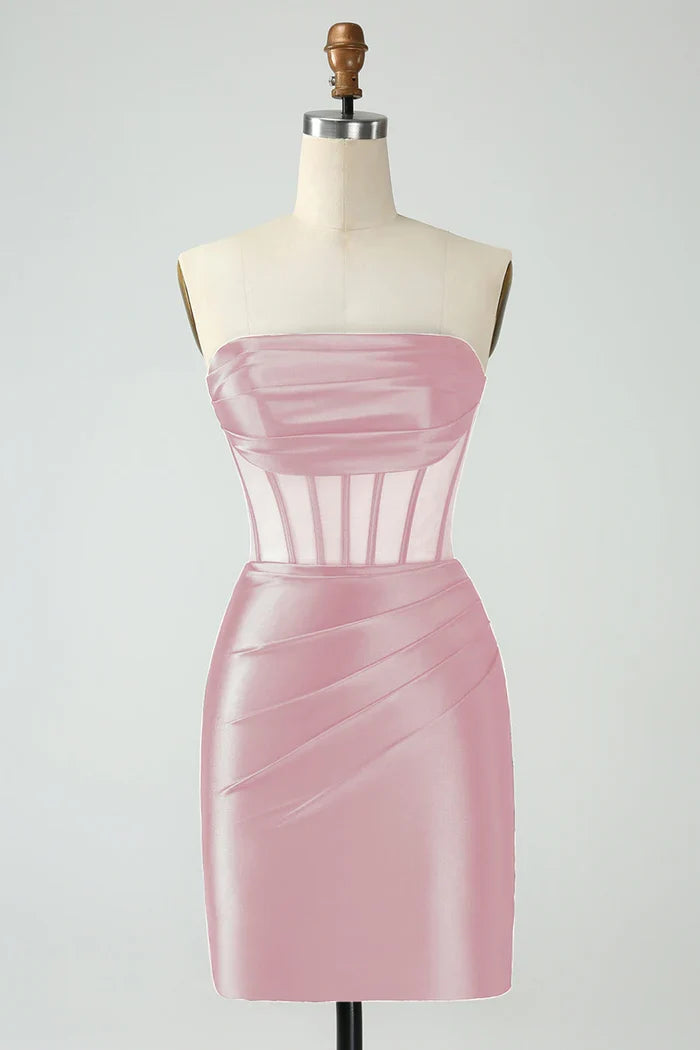Dress Dark Green Corset Strapless Bodycon Homecoming Dress Sleeveless Party Dress