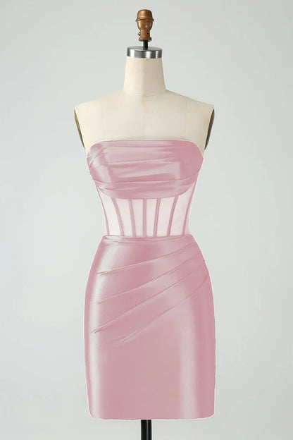 Dress Dark Green Corset Strapless Bodycon Homecoming Dress Sleeveless Party Dress