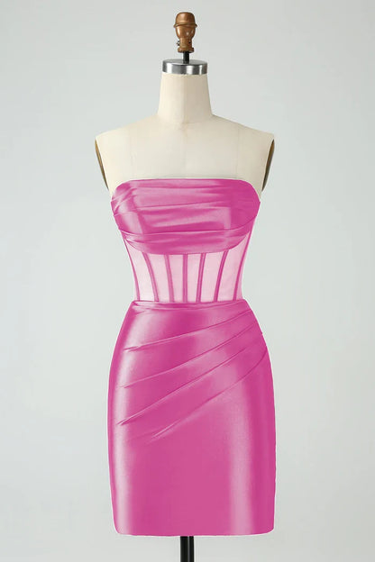 Dress Dark Green Corset Strapless Bodycon Homecoming Dress Sleeveless Party Dress
