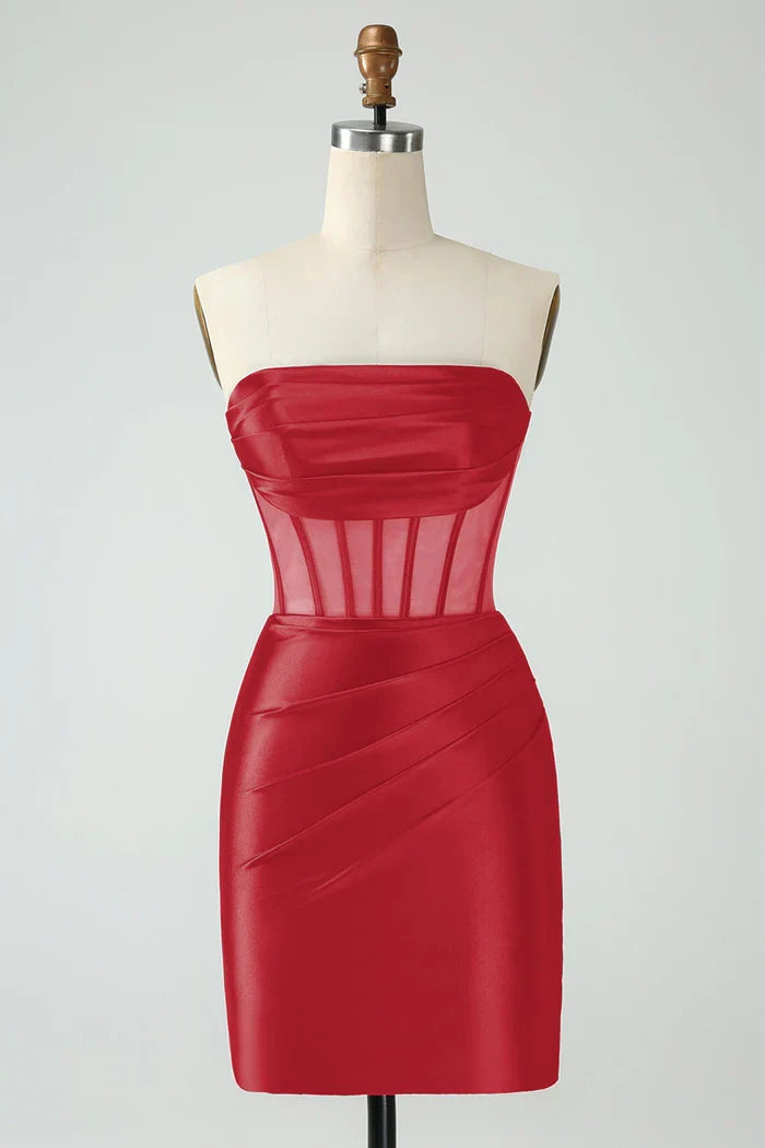 Dress Dark Green Corset Strapless Bodycon Homecoming Dress Sleeveless Party Dress