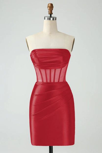 Dress Dark Green Corset Strapless Bodycon Homecoming Dress Sleeveless Party Dress