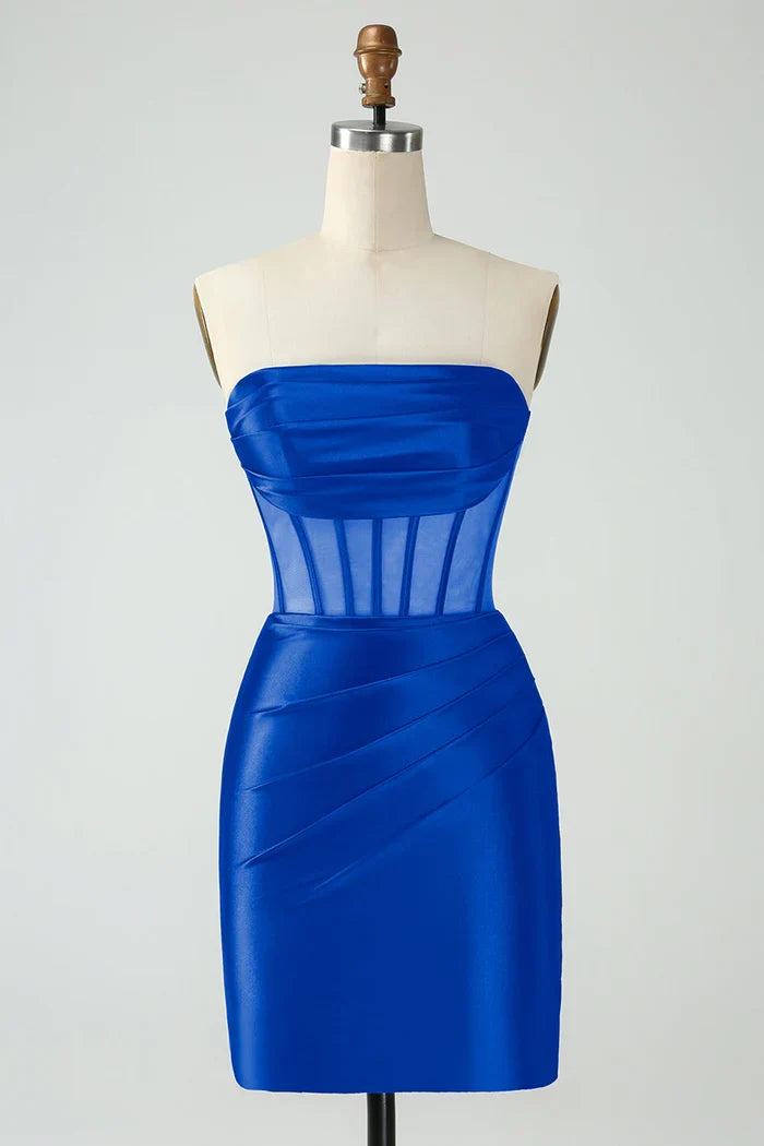 Dress Dark Green Corset Strapless Bodycon Homecoming Dress Sleeveless Party Dress