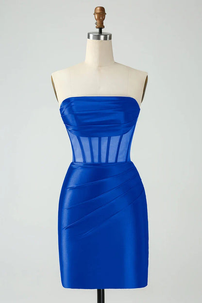 Dress Dark Green Corset Strapless Bodycon Homecoming Dress Sleeveless Party Dress