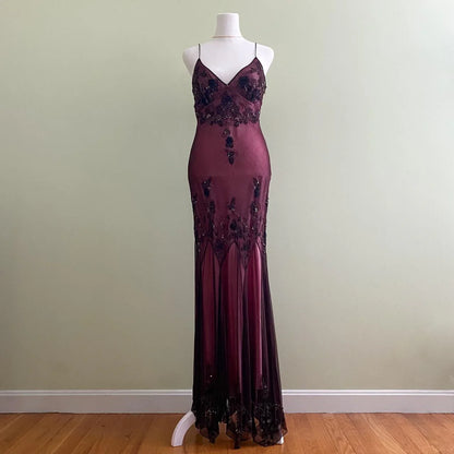 Dress Dark Red Classy Pretty Charming Elegant Exquisite Beaded Long Ball Gown Evening Gown Party Dress Prom Dress