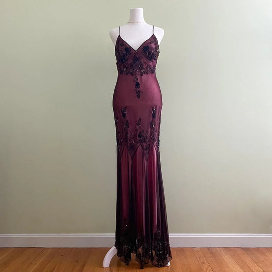 Dress Dark Red Classy Pretty Charming Elegant Exquisite Beaded Long Ball Gown Evening Gown Party Dress Prom Dress