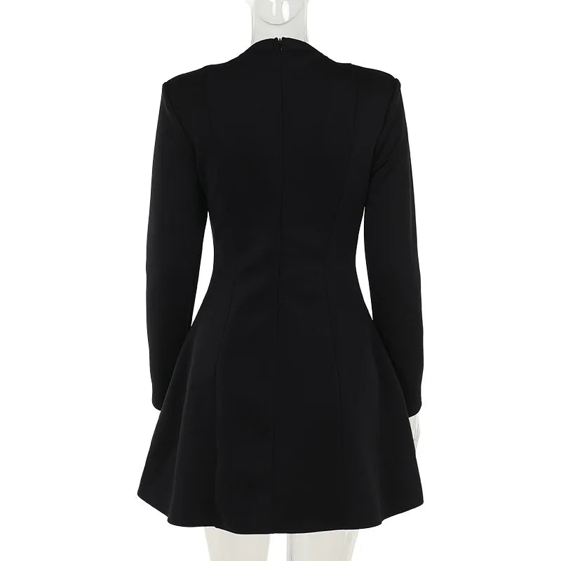 Dress Deep V Mini Dress White Short A-line Long Sleeves Party Dress Black Homecoming Dress