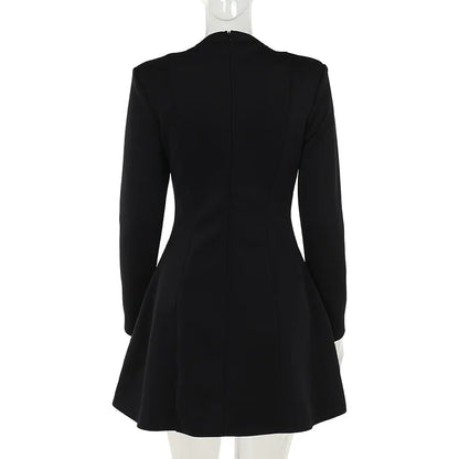 Dress Deep V Mini Dress White Short A-line Long Sleeves Party Dress Black Homecoming Dress