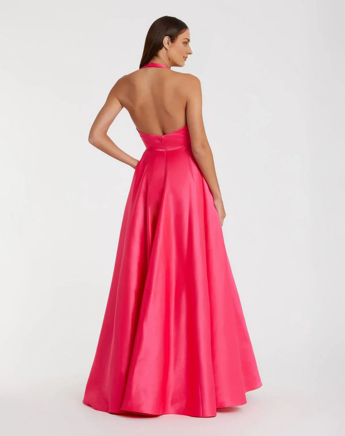 Dress Deep V Neck Formal Zipper Up Prom Dress Sleeveless Floor Length A-line Simple Open Back Evening Dress