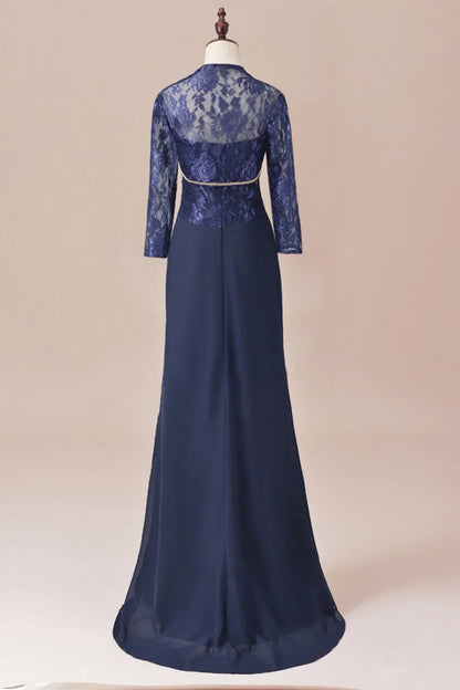 Dress Dusk Blue Sweetheart Chiffon Lace Applique Ruffle Mother of the Bride Dress With Jacket