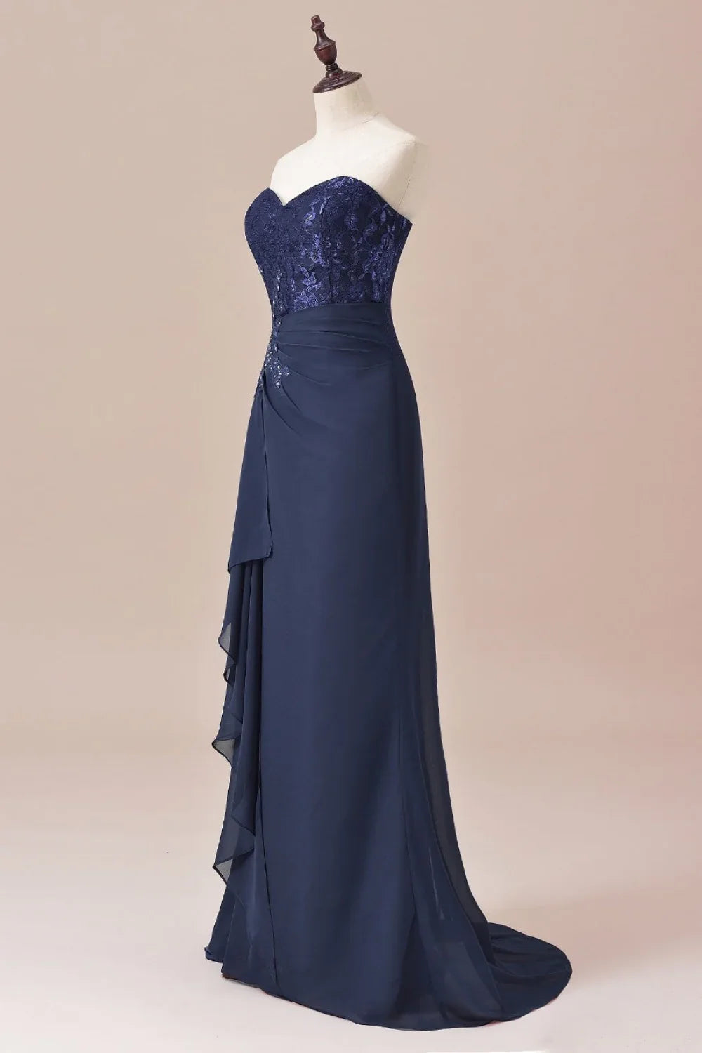 Dress Dusk Blue Sweetheart Chiffon Lace Applique Ruffle Mother of the Bride Dress With Jacket