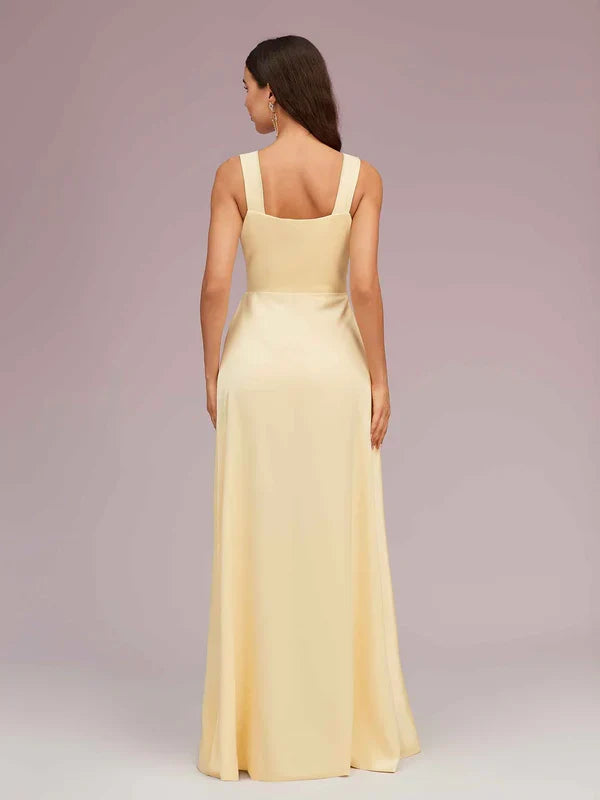Dress Elegant A-Line Deep V-Neck Maxi Dress Soft Satin Evening Sleeveless Ruffle Prom Dresses