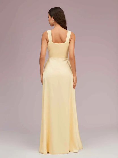 Dress Elegant A-Line Deep V-Neck Maxi Dress Soft Satin Evening Sleeveless Ruffle Prom Dresses
