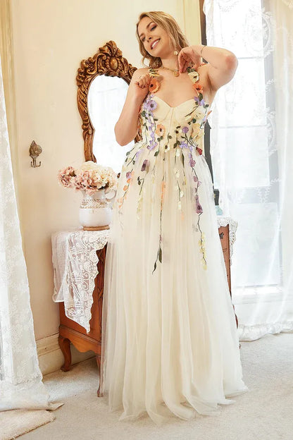 Dress Elegant A Line Champagne Party Dress With Appliques Prom Dress