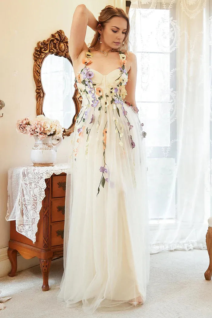 Dress Elegant A Line Champagne Party Dress With Appliques Prom Dress