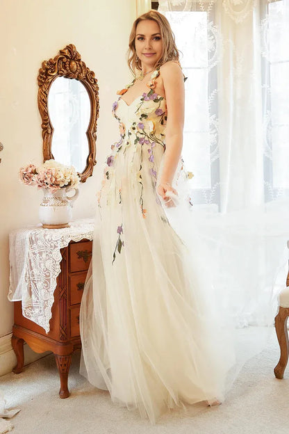 Dress Elegant A Line Champagne Party Dress With Appliques Prom Dress