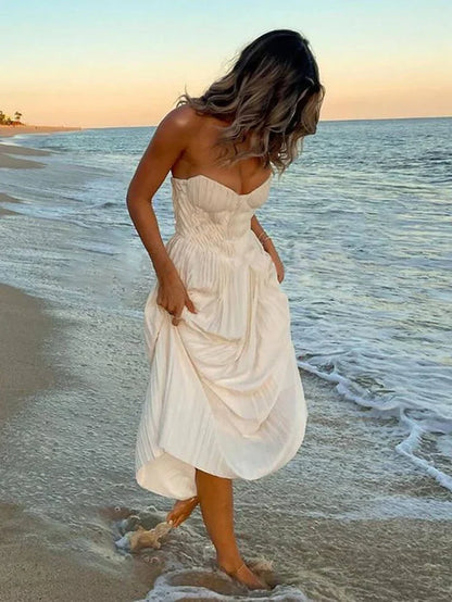 Dress Elegant A Line Sweetheart Neck White Satin Long Prom Dress Evening Dress Party Dress