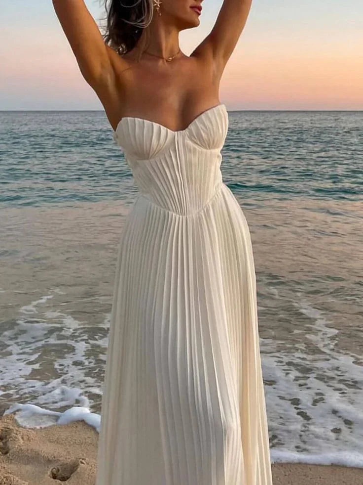 Dress Elegant A Line Sweetheart Neck White Satin Long Prom Dress Evening Dress Party Dress