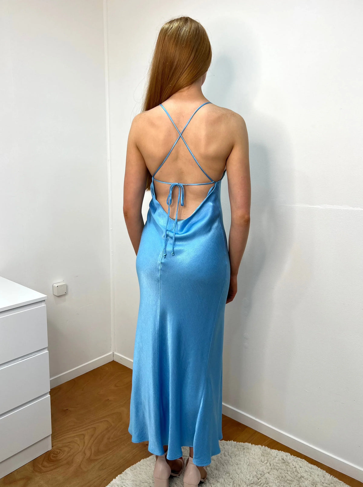 Dress Elegant Blue V-neck Spaghetti Strap Side-Slit Mermaid Long Floor Length Prom Dress