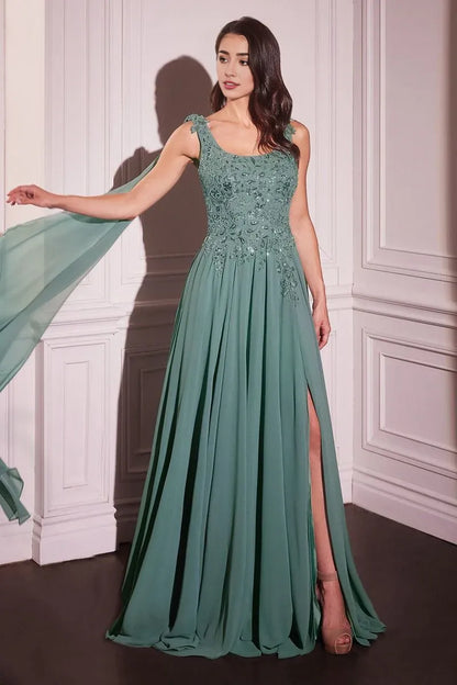 Dress Elegant Cowl Back Long Evening Gown A Line Cape Formal Dress Square Prom Dress With Applique