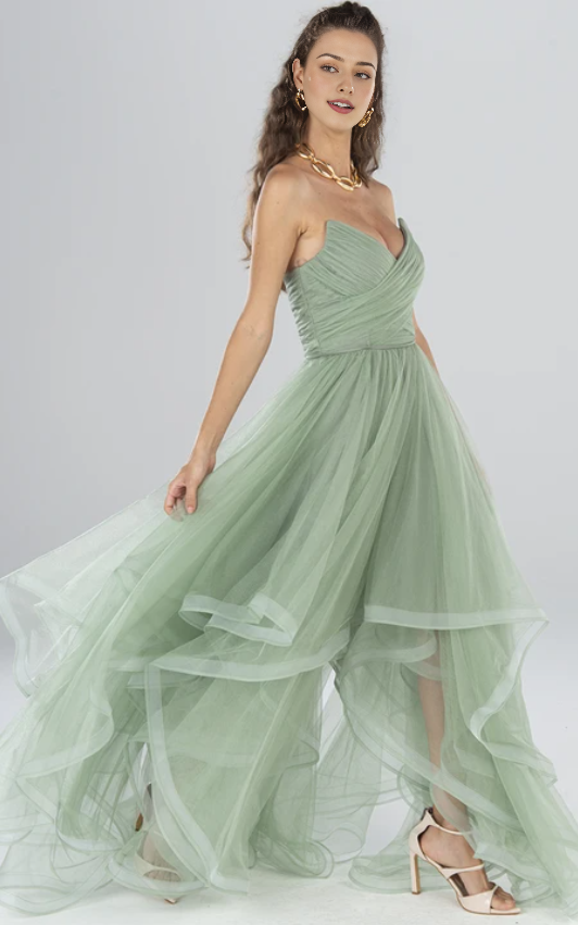 Dress Elegant Floor-length Sleeveless Tulle A Line Open Back Formal Dress with Tiers Prom Dress Formal Wear Dresses