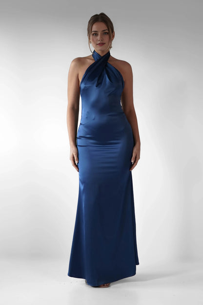 Dress Elegant Halter Neck Maxi Gown Backless Ankle-Length Sleeveless Mermaid Prom Dress