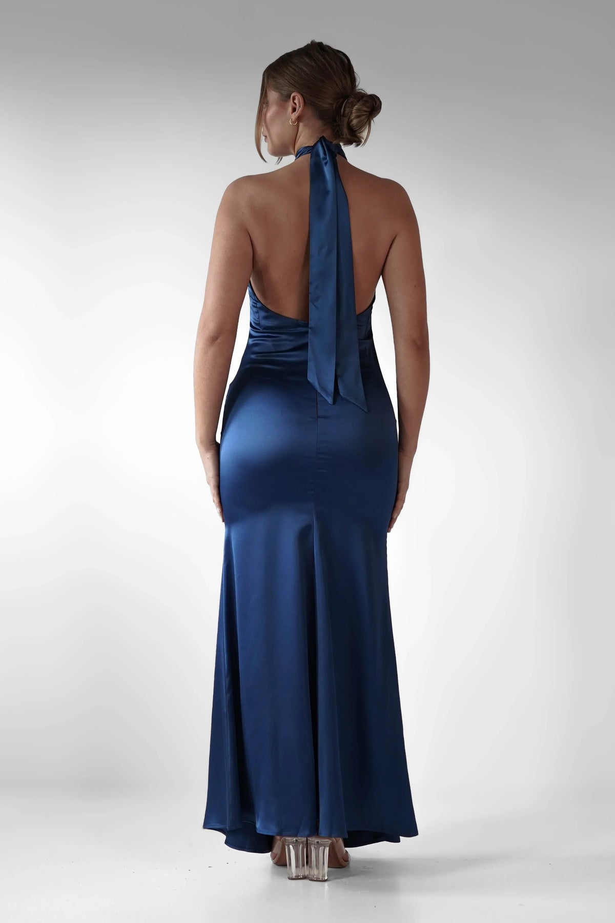 Dress Elegant Halter Neck Maxi Gown Backless Ankle-Length Sleeveless Mermaid Prom Dress