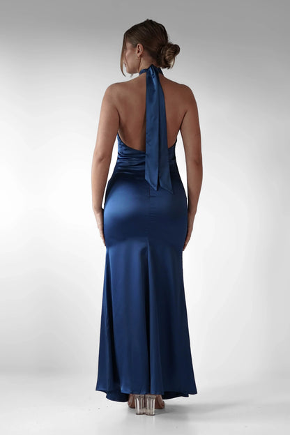 Dress Elegant Halter Neck Maxi Gown Backless Ankle-Length Sleeveless Mermaid Prom Dress