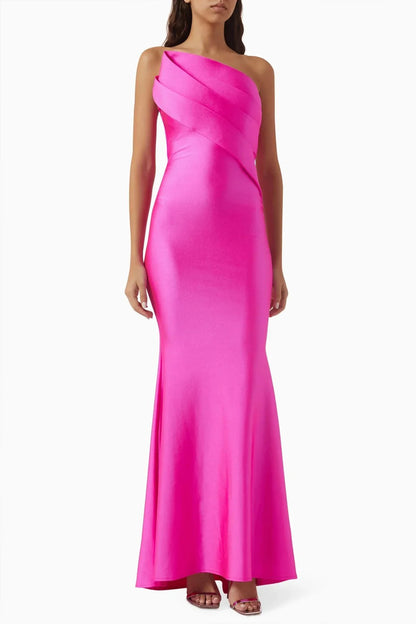 Dress Elegant Light Blue Evening Dress One Shoulder Satin And Mermaid Silhouette Prom Dress