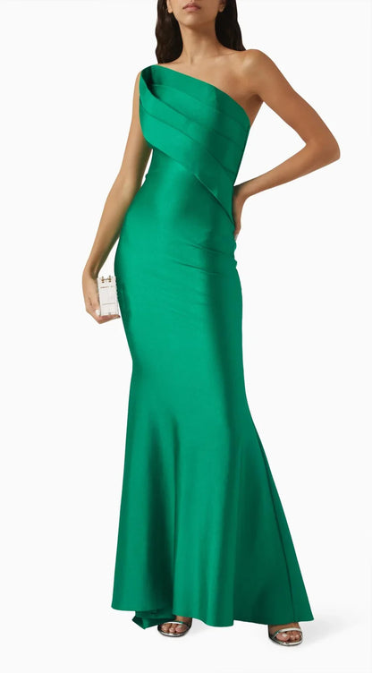 Dress Elegant Light Blue Evening Dress One Shoulder Satin And Mermaid Silhouette Prom Dress