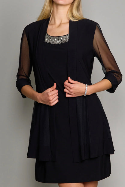 Dress Elegant Long Sleeves Prom Dress Round Neck Short Mother Of The Bride Plus Size Dress