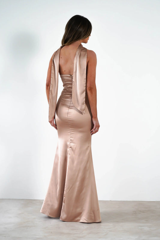 Dress Elegant Satin Strapless Maxi Dress Sleeveless Sheath Column Prom Dress With Floor-Length