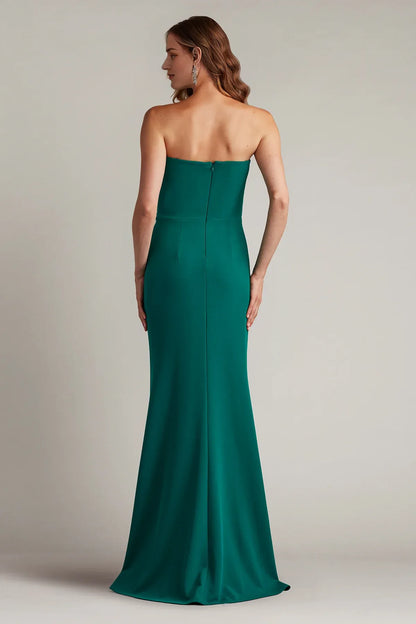 Dress Elegant Sheath/Column Pleated Long Formal Prom Dress Ruffle Strapless Sleeveless Evening Dress