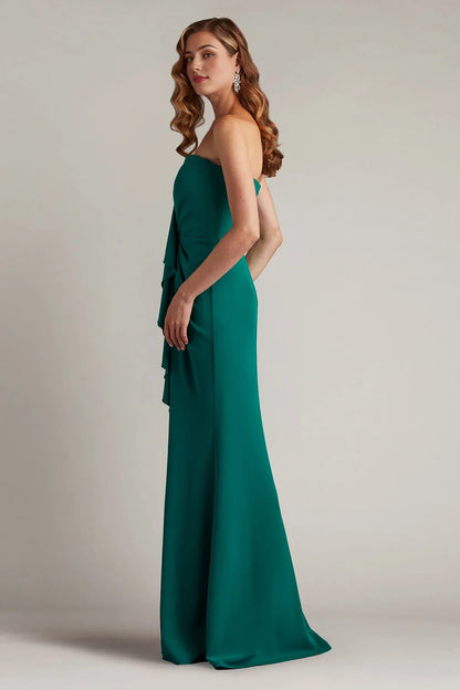 Dress Elegant Sheath/Column Pleated Long Formal Prom Dress Ruffle Strapless Sleeveless Evening Dress