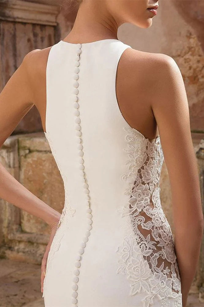 Dress Elegant Sleeveless Mermaid Sweep/Brush Train Appliques Wedding Dress