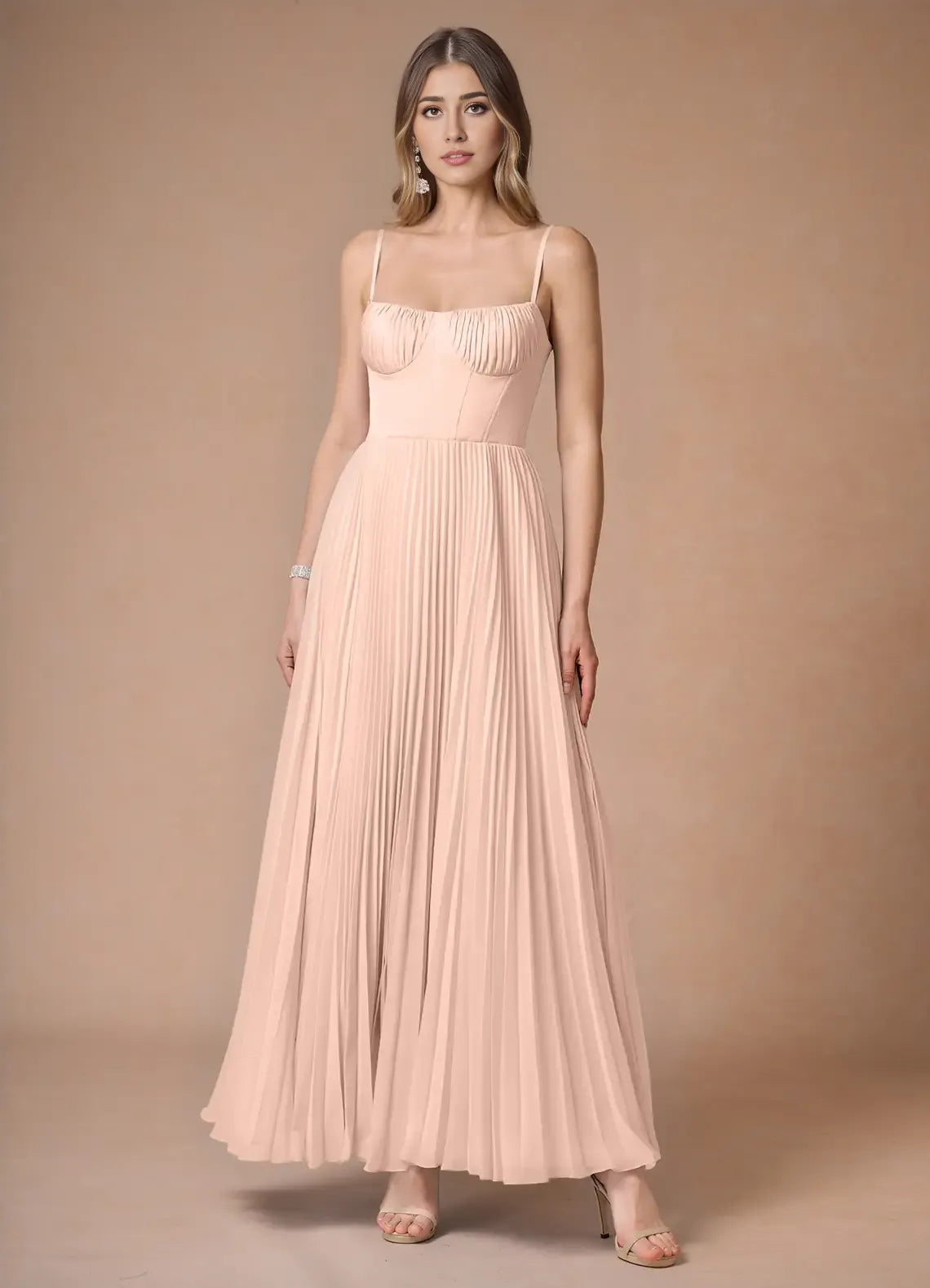 Dress Elegant Spaghetti Straps Sleeveless Backless Pleated Sky Blue Evening Dress Prom Dress