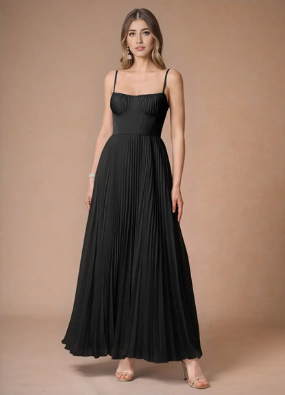 Dress Elegant Spaghetti Straps Sleeveless Backless Pleated Sky Blue Evening Dress Prom Dress